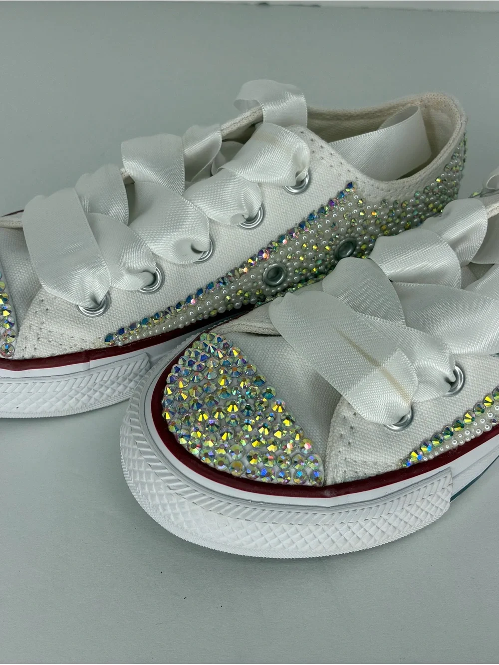 Converse White Crystal-Embellished Kids Sneakers